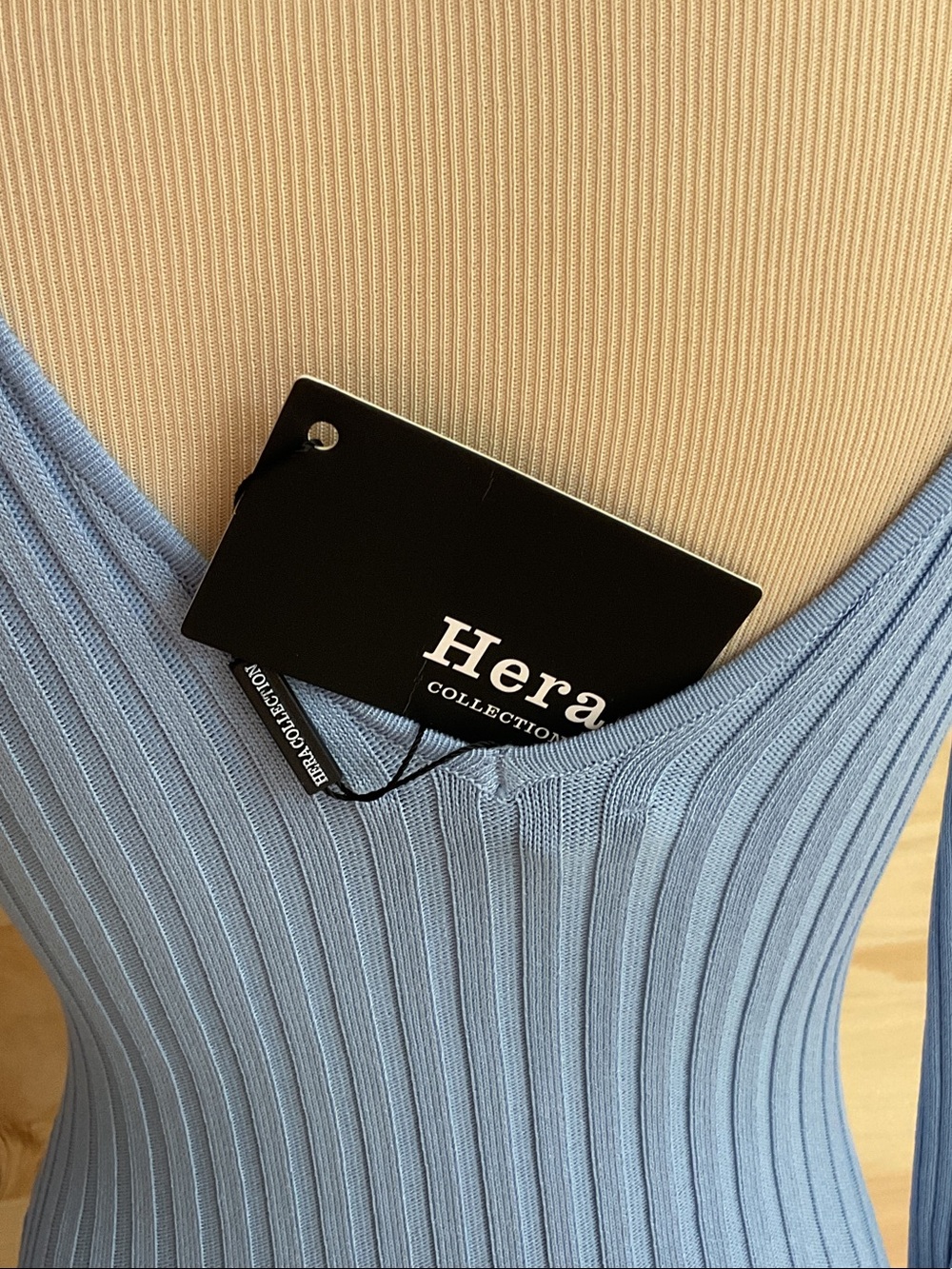 Pinkblush Light Blue Ribbed V-Neck Sweater - Picture 7 of 10